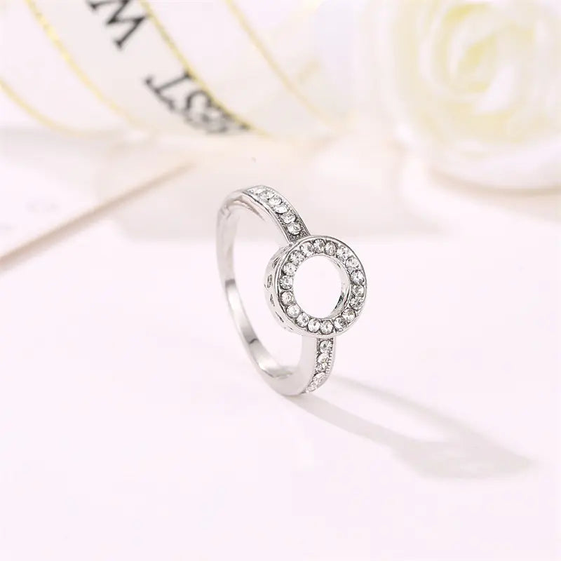 Geometric Diamond Ring for Women - Circle Design