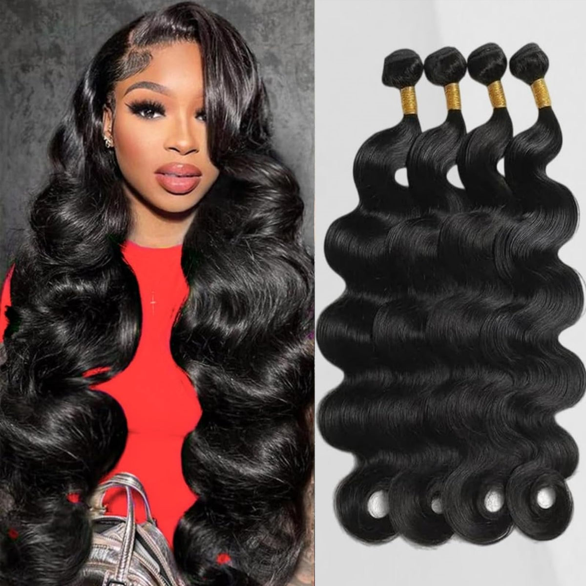 Human Hair Bundles Body Wave Bundles Human Hair 22 22 24 24 Inch 3 Bundles Human Hair 10A Grade 100% Unprocessed Brazilian Virgin Hair Body Wave 3 Bundles Human Hair Extensions Natural Color