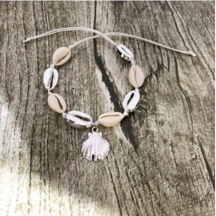 Natural Shell Anklet with Gold Plated Pendant