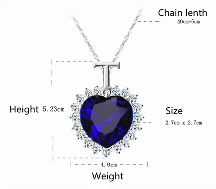 Ocean Star Heart-shaped Crystal Pendant Necklace