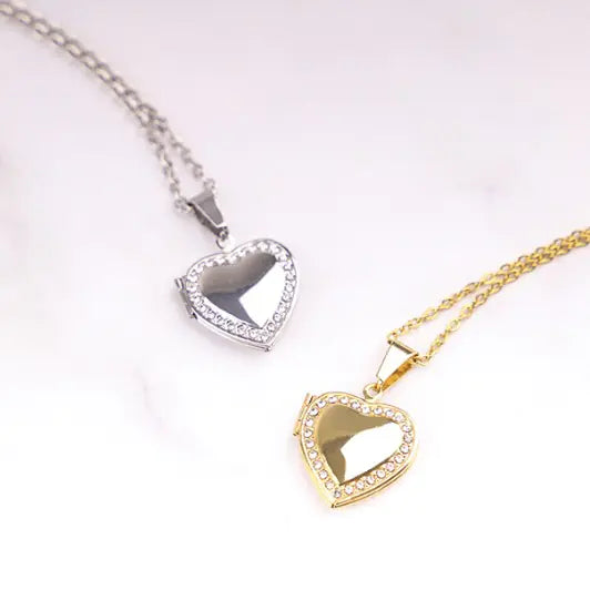 Heart-Shaped Floating Locket Necklace with Charms