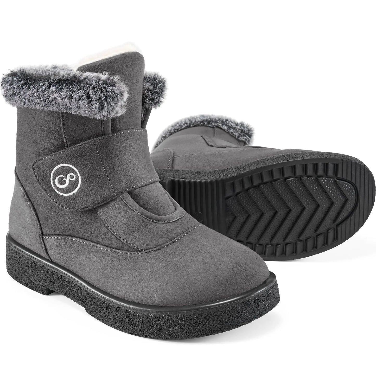 Reimferce Winter Ankle Snow Boots for Women: Grey 8.5 Warm Comfortable Fur Lined Womens Boots Anti Slip Walking Outdoor Ladies Boot