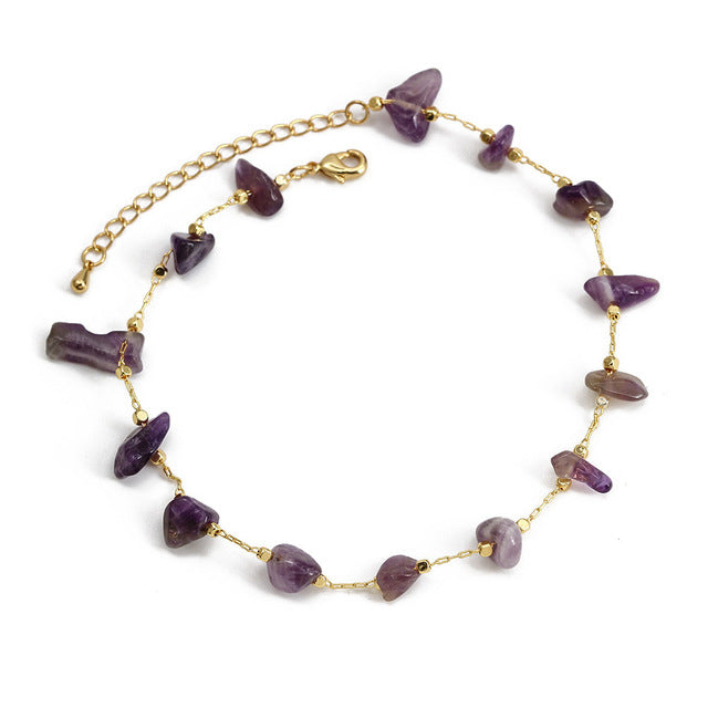 Bohemian Colorful Crystal Anklet with Natural Stones