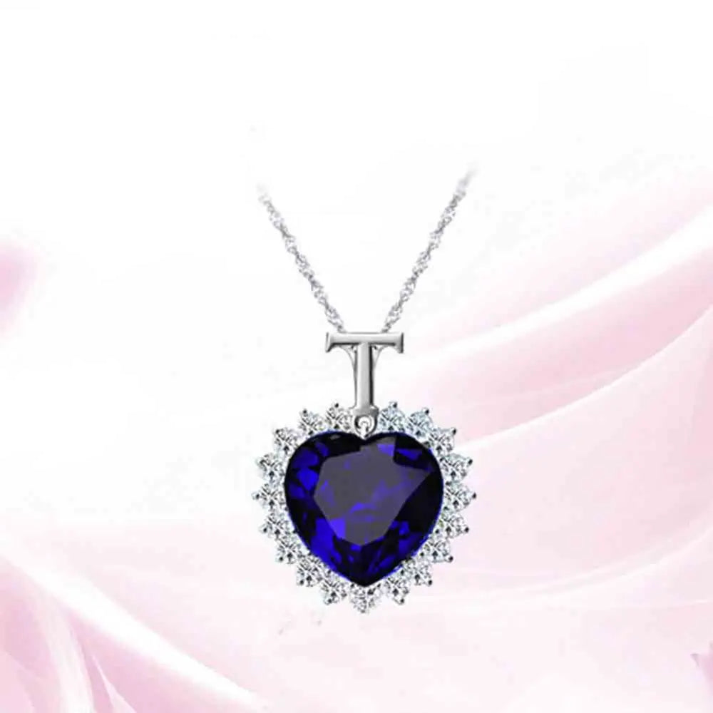 Ocean Star Heart-shaped Crystal Pendant Necklace
