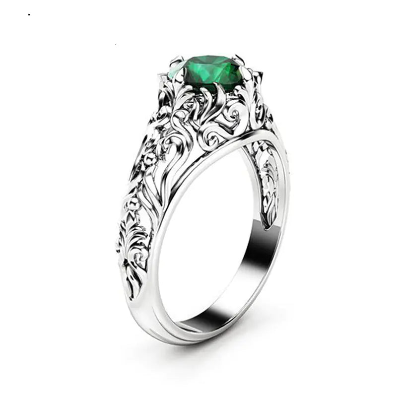 Emerald Zircon Ladies' Ring in Elegant Design