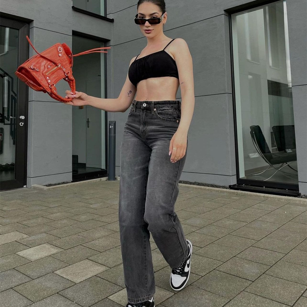 Versatile Loose High Waist Straight Jeans for Ladies