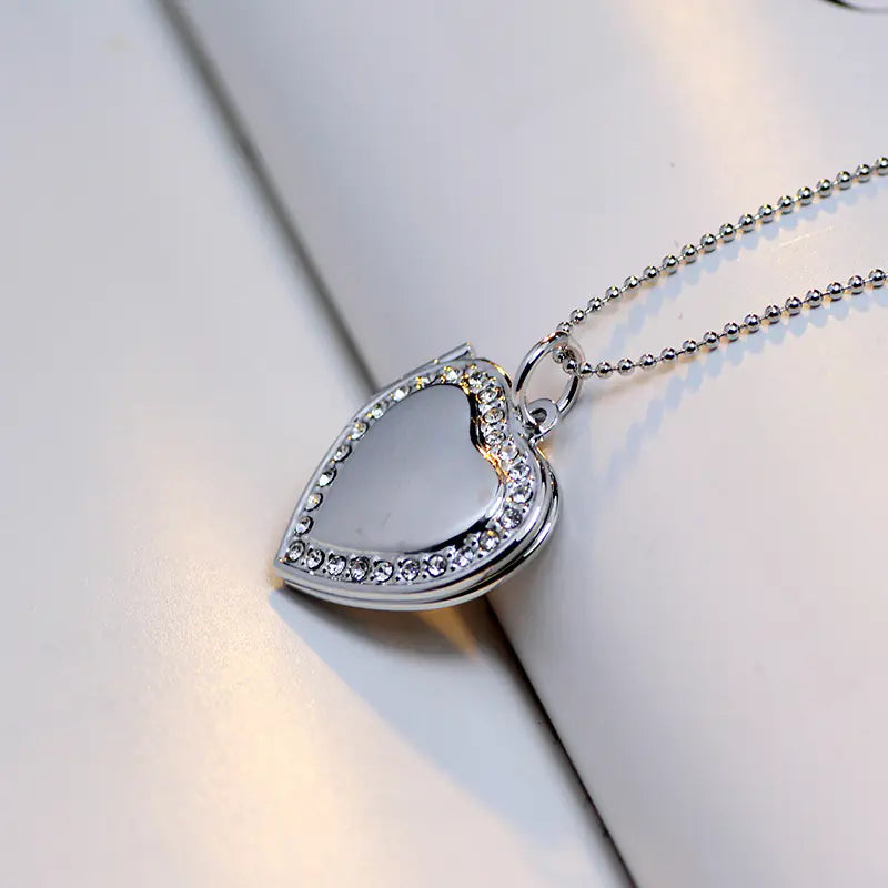 Heart-Shaped Floating Locket Necklace with Charms