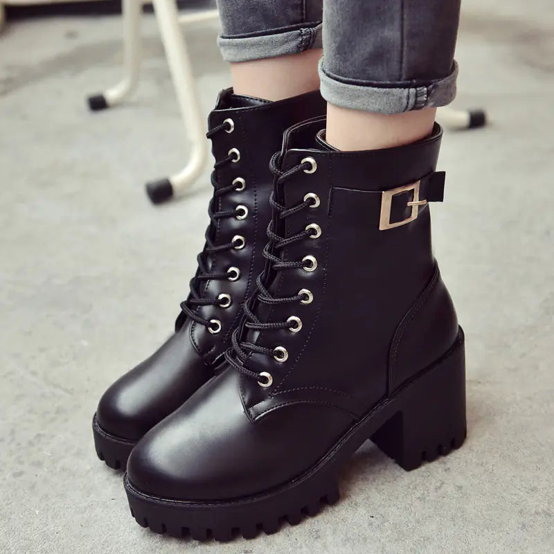 Women's Waterproof Chunky Heel Martin Boots (Fall/Winter)