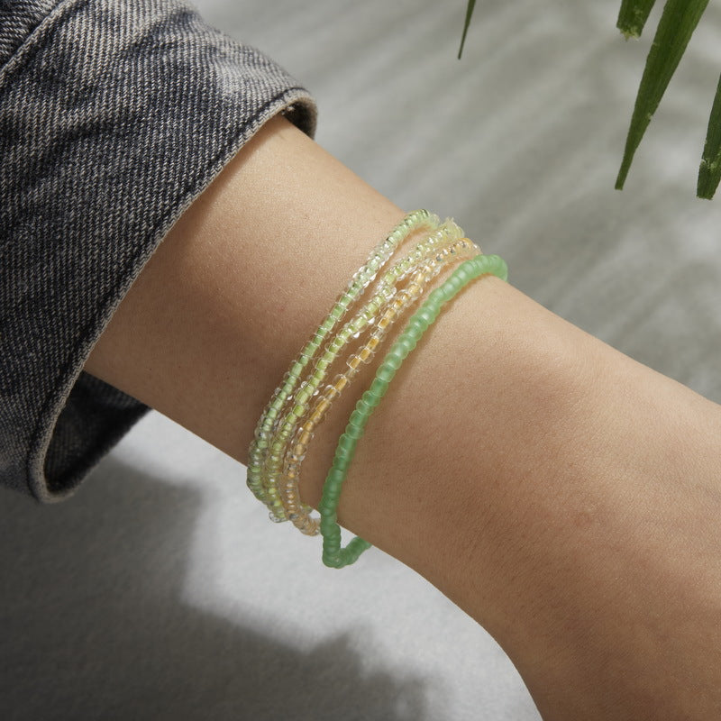 4PCS Colorful Luminous Beads Anklet Bracelet Set