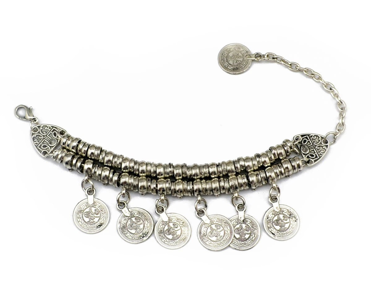 Fashionable Bohemian Coin Bracelet and Anklet Combo