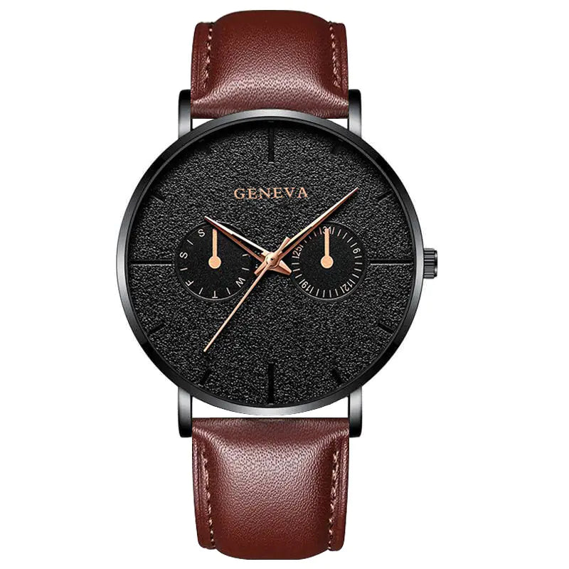 GENEVA Alloy Mesh Strap Quartz Watch for Men