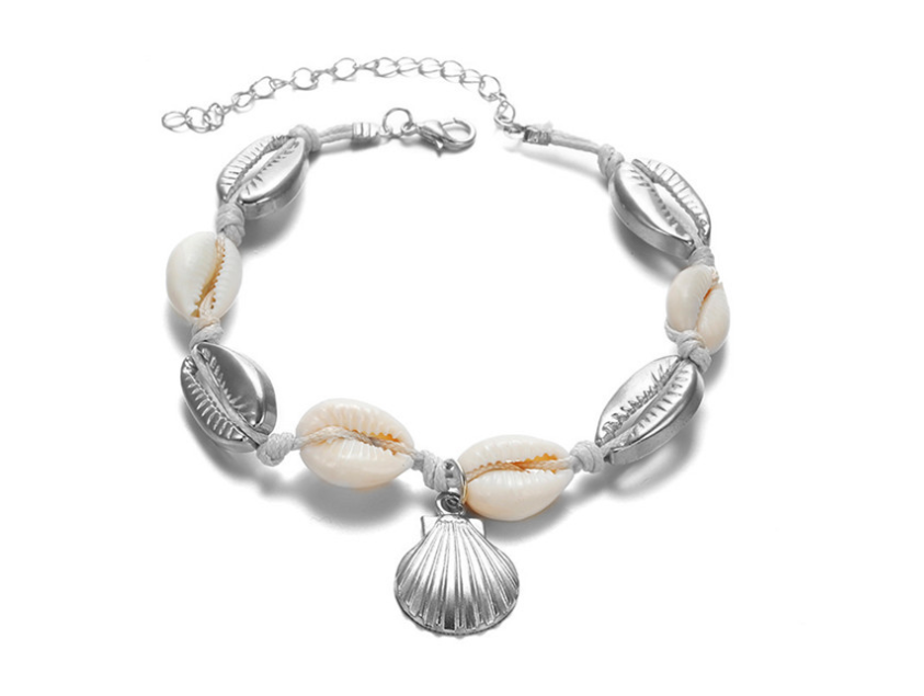 Natural Shell Anklet with Gold Plated Pendant