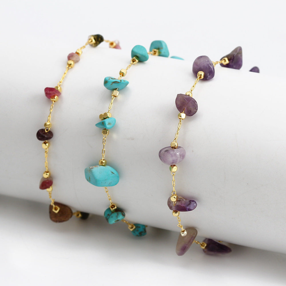 Bohemian Colorful Crystal Anklet with Natural Stones