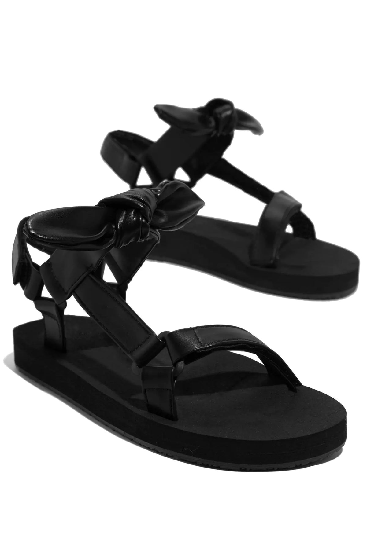 Fashionable Ladies' Velcro Bow Flat Sandals