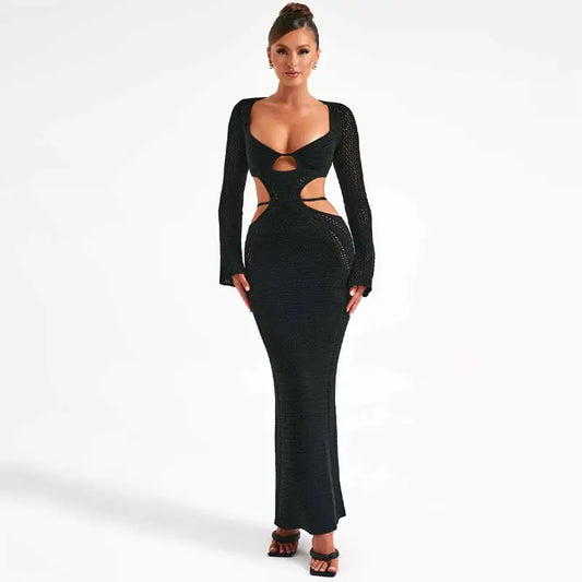 Ladies Long Sleeve Hollow Dress