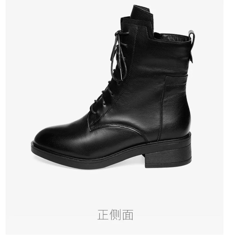 PU Short Martin Boots with Front Zipper