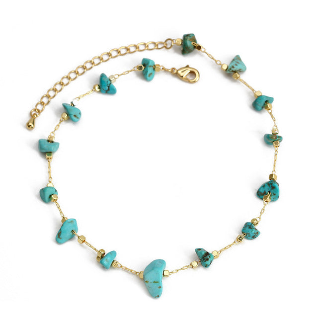 Bohemian Colorful Crystal Anklet with Natural Stones
