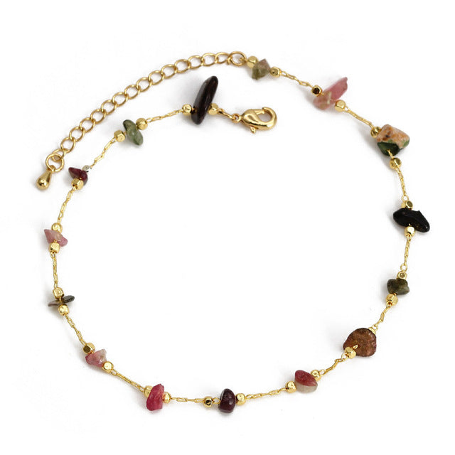 Bohemian Colorful Crystal Anklet with Natural Stones