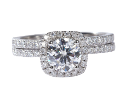 Square Inlaid Zircon Couple Ring Set for Ladies