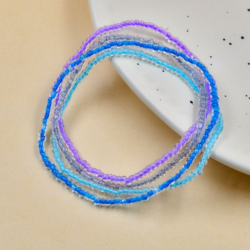 4PCS Colorful Luminous Beads Anklet Bracelet Set
