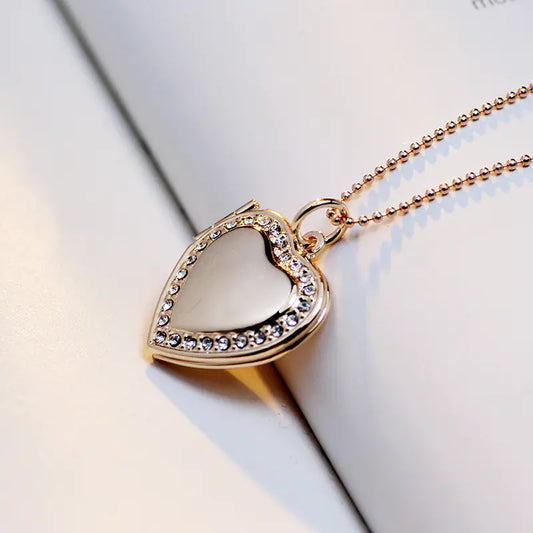 Heart-Shaped Floating Locket Necklace with Charms