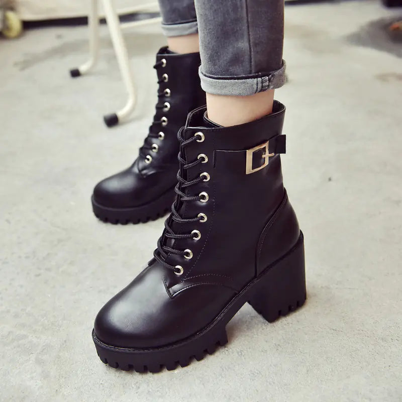 Women's Waterproof Chunky Heel Martin Boots (Fall/Winter)