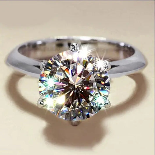 Simple Hexaclaw Zircon Ring for Women