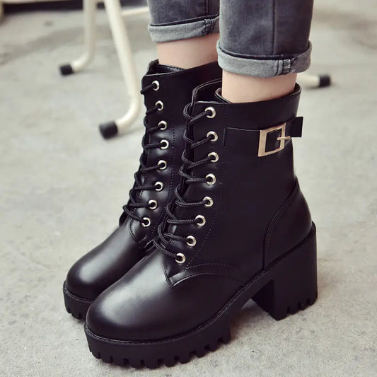 Women's Waterproof Chunky Heel Martin Boots (Fall/Winter)