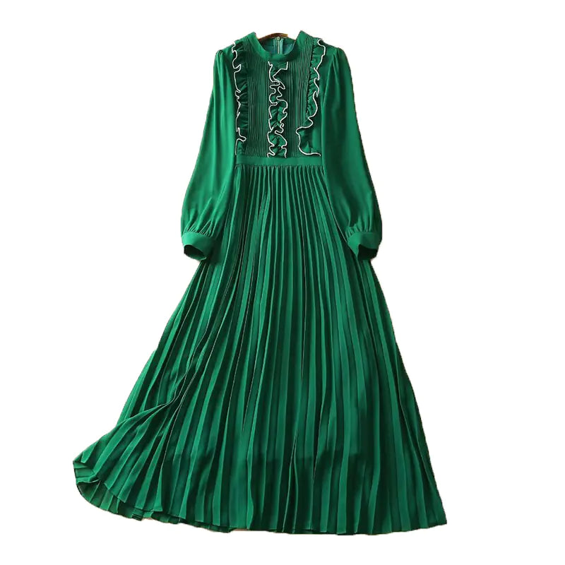 Flounced Long-Sleeved Dress