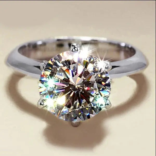 Simple Hexaclaw Zircon Ring for Women