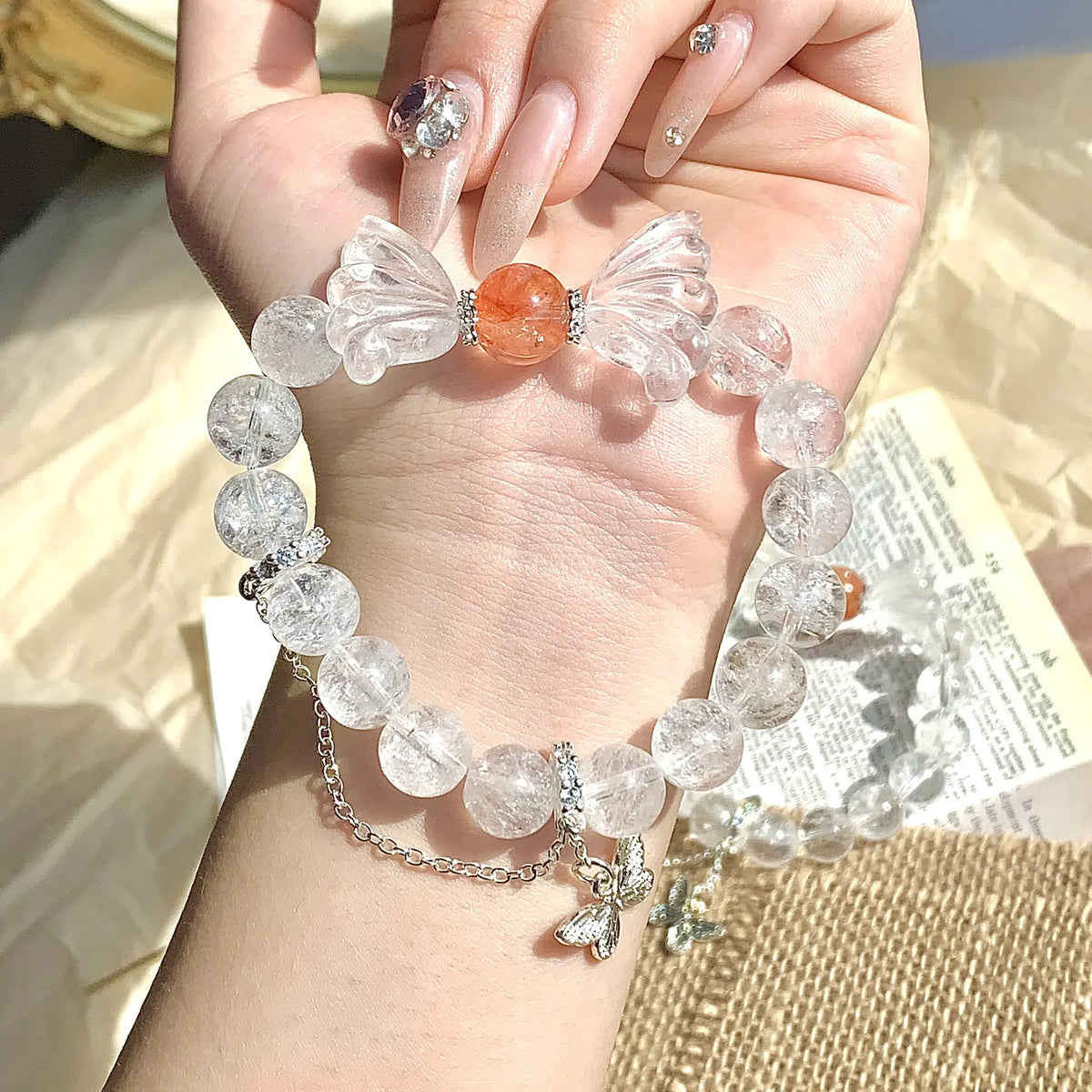 DIY Natural Crystal Butterfly Fairy Bracelet Design