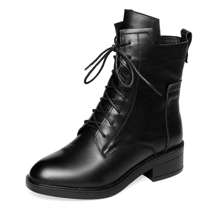 PU Short Martin Boots with Front Zipper