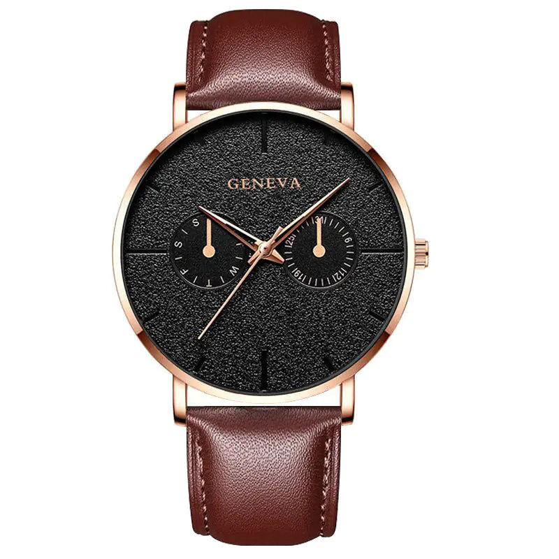 GENEVA Alloy Mesh Strap Quartz Watch for Men