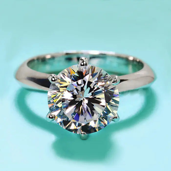 Simple Hexaclaw Zircon Ring for Women