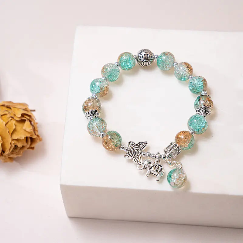 Chinese Style Butterfly Bracelet with Gradient Beads