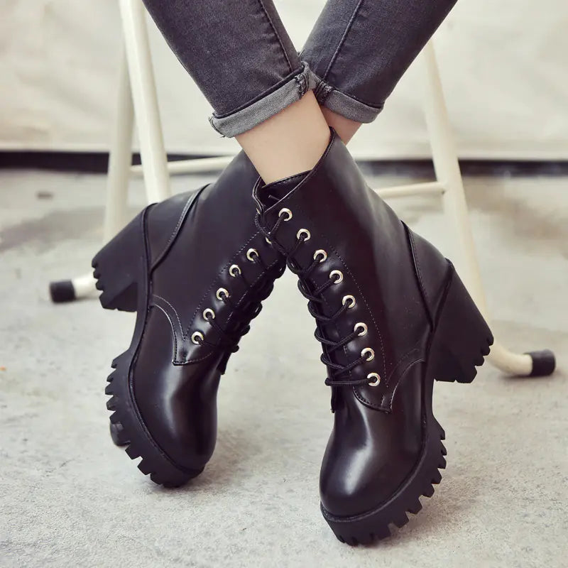 Women's Waterproof Chunky Heel Martin Boots (Fall/Winter)