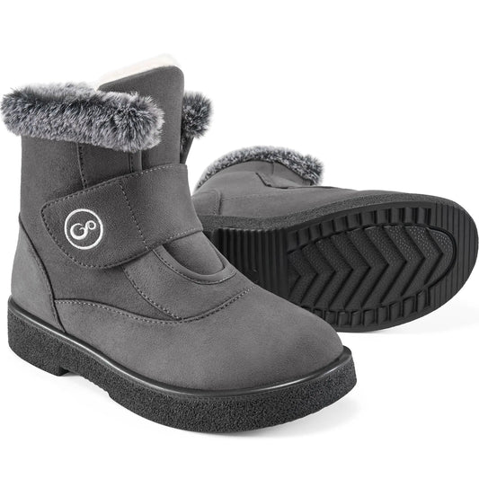 Reimferce Winter Ankle Snow Boots for Women: Grey 8.5 Warm Comfortable Fur Lined Womens Boots Anti Slip Walking Outdoor Ladies Boot