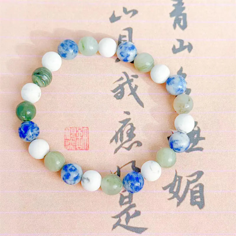 White Turquoise Collectible Bracelet with Rosary