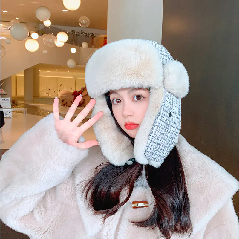 Winter Women's Thermal Cotton Hat with Ear Protection