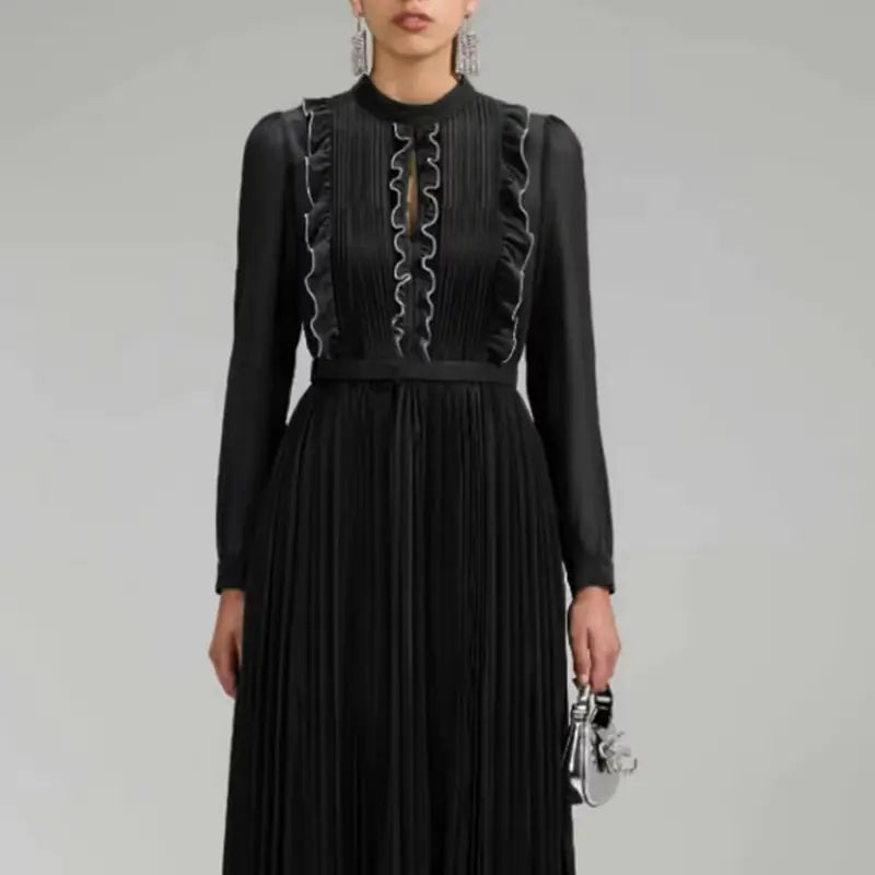 Flounced Long-Sleeved Dress
