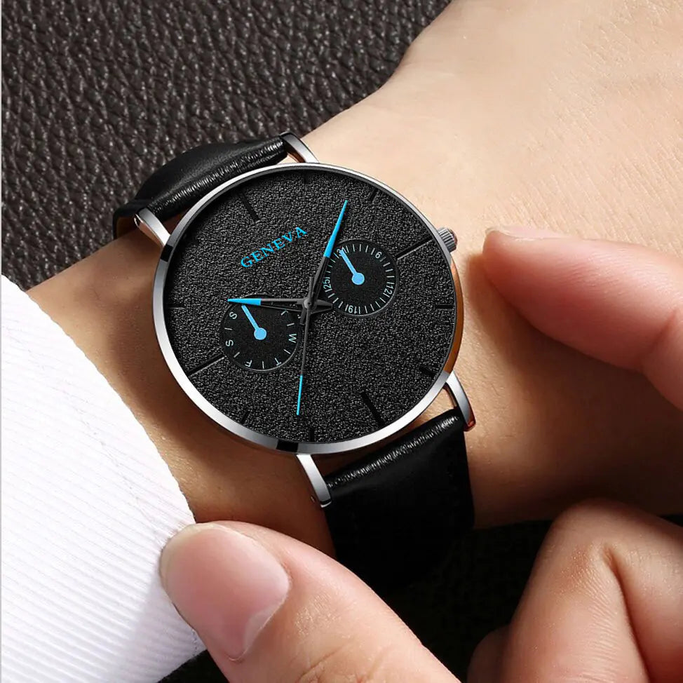 GENEVA Alloy Mesh Strap Quartz Watch for Men