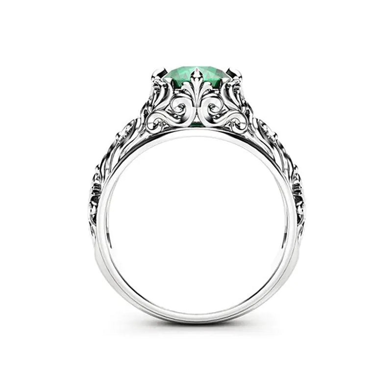 Emerald Zircon Ladies' Ring in Elegant Design