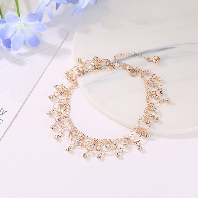 Rhinestone Tassel Anklet and Foot Chain