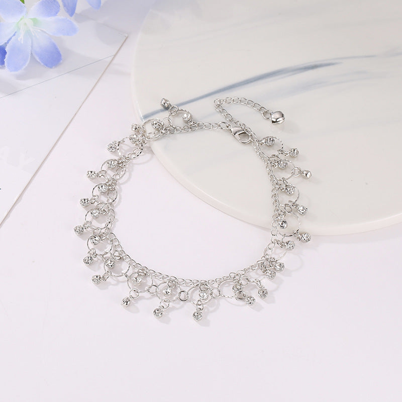 Rhinestone Tassel Anklet and Foot Chain