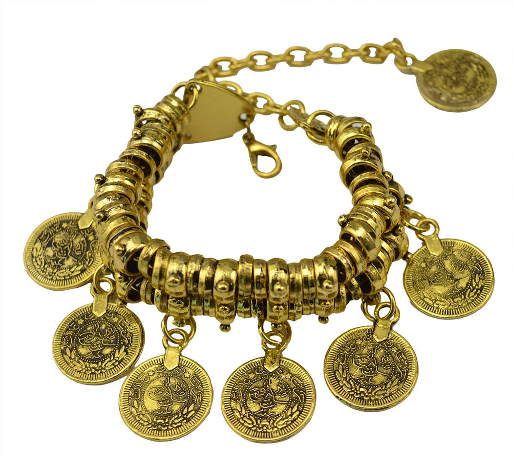 Fashionable Bohemian Coin Bracelet and Anklet Combo