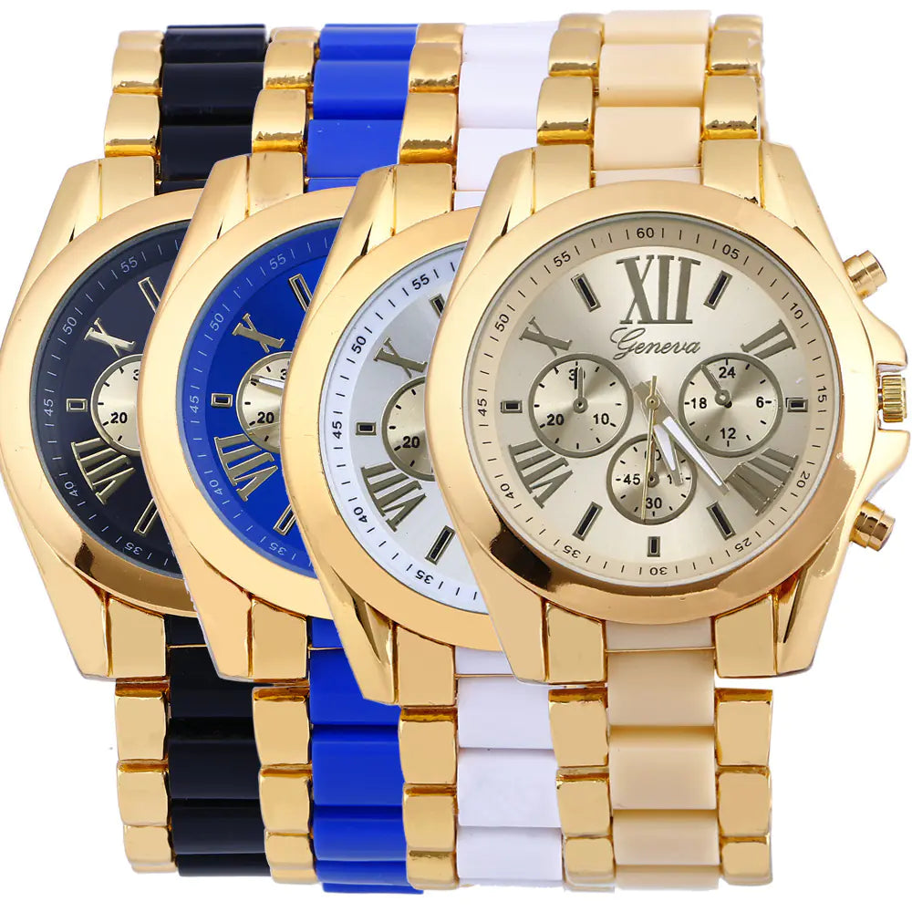 Geneva Alloy Watch for Men and Women, Sports Chronograph