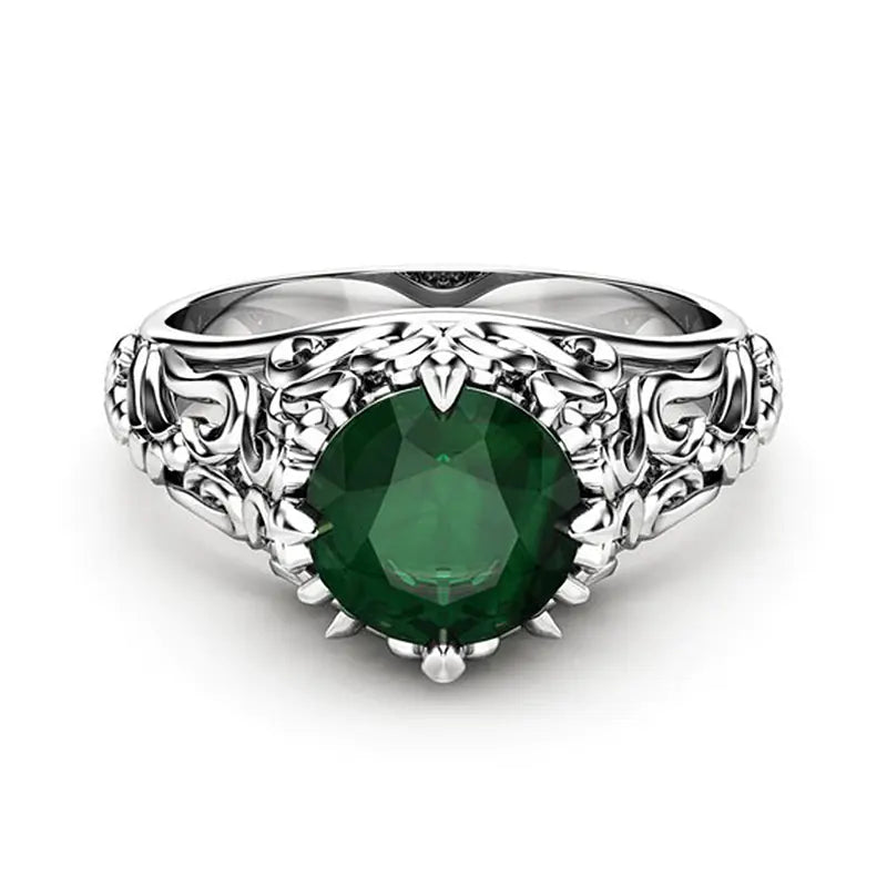 Emerald Zircon Ladies' Ring in Elegant Design