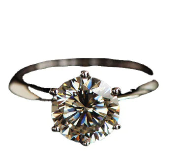 Simple Hexaclaw Zircon Ring for Women