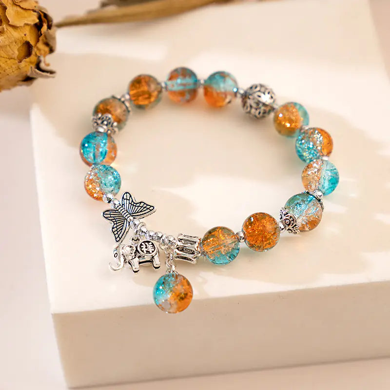 Chinese Style Butterfly Bracelet with Gradient Beads