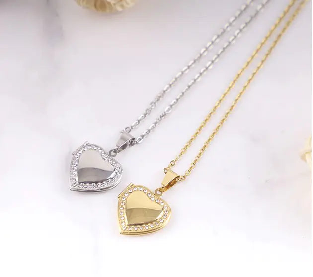 Heart-Shaped Floating Locket Necklace with Charms
